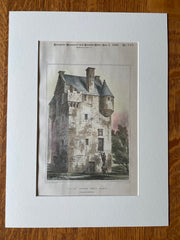Coxton Tower near Elgin, Scotland, 1890, Original Hand Colored -