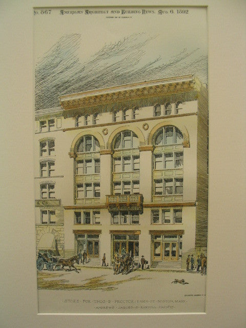 Store for Tomas E. Proctor on Essex St., Boston, MA, 1892, Andrews, Jaques and Rantoul