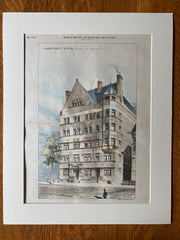 Apartment House on Clark Street, Brooklyn, NY, 1890, Original Hand Colored -