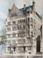 Apartment House on Clark Street, Brooklyn, NY, 1890, Original Hand Colored -