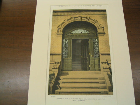Doorway to the House of W. P. Mason, 211 Commonwealth Avenue, Boston, MA, 1890, Rotch and Tilden