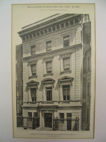 House of Mr. Young on 54th Street, New York, NY, 1900, Philip Hiss