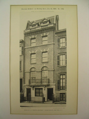 House of F. L. V. Hoppin on 22nd Street, New York, NY, 1900, F. L. V. Hoppin