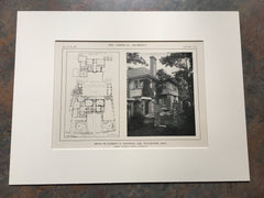 House of Everettt Chadwick, Floor Plan, Winchester,MA, Lithograph,1914. Warren & Smith.