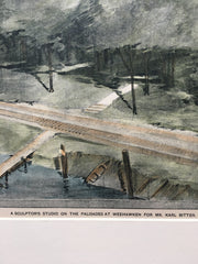 Sculptor's Studio for Karl Bitter, Weehawken, NJ, 1899, Original Hand Colored *