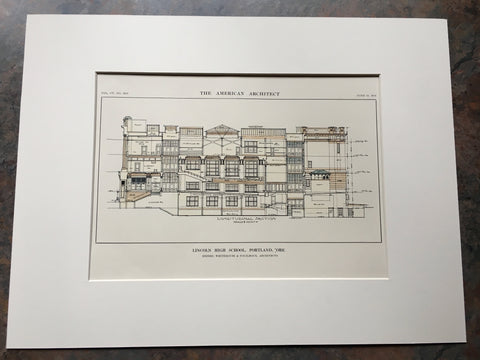 Lincoln High School, Interior Details, Portland, OR, 1914, Original Hand Colored *