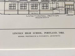 Lincoln High School, Interior Details, Portland, OR, 1914, Original Hand Colored *