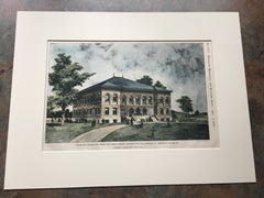 Public School Building, Radnor, Wayne, PA, 1897, L V Boyd, Original Hand Colored *