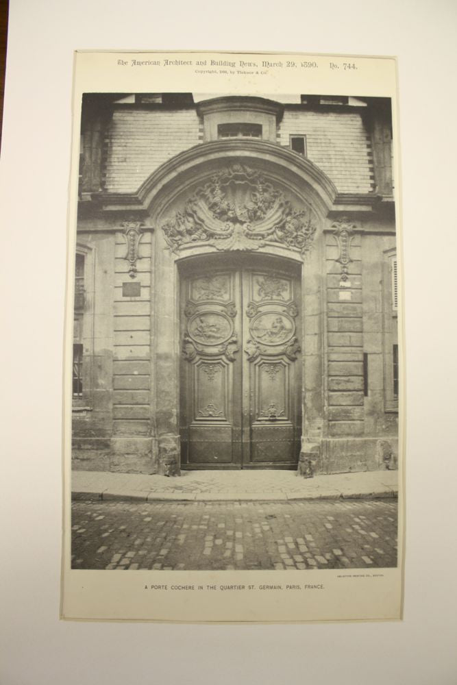 Porte Cochere in the Quartier St. Germain , Paris, France, EUR, 1890, n/a