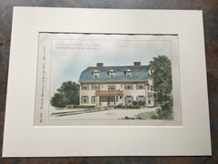 House at Chestnut Hill, Boston, MA, 1897, Chapman Frazer & Blinn, Original Hand Colored *