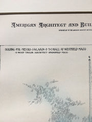Building for Lakin & Hall, Westfield, MA, 1897, Original Hand Colored *
