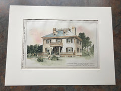 House, Judge G D Alden, Middleboro, MA, 1897, Original Hand Colored *