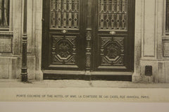 Porte Cochere of the Hotel of Mme. La Comtesse de las Cases on Rue Vanneau , Paris, France, EUR, 1890, n/a