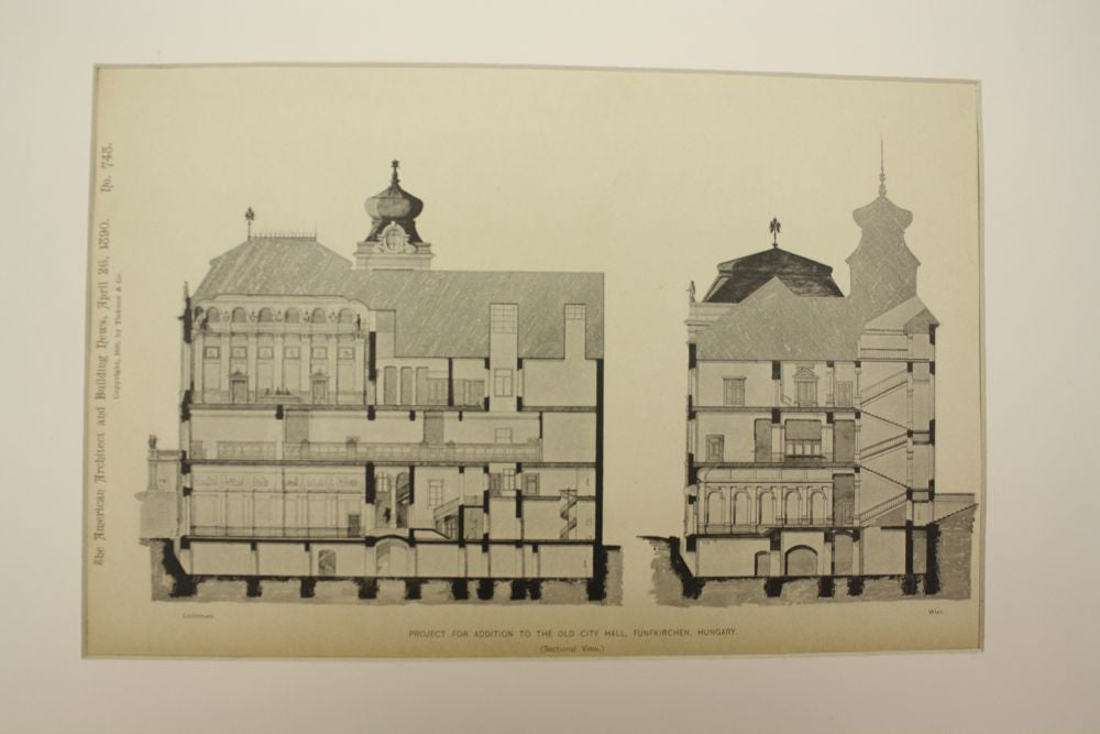 Project for Addition to the Old City Hall , Funfkirchen (Pecs), Hungary, EUR, 1890, Rudolf Klotz