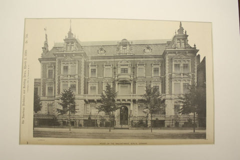House on the Rauchstrasse , Berlin, Germany, EUR, 1890, Kaiser and Grossheim