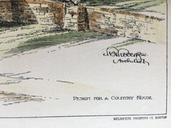 Plan, Country House and Estate, NY, 1893, R H Robertson, Hand Colored Original *