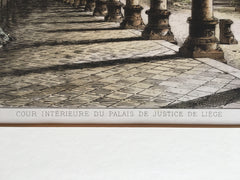 Court of Justice of Liege, Paris, France, 1893, Hand Colored Original *
