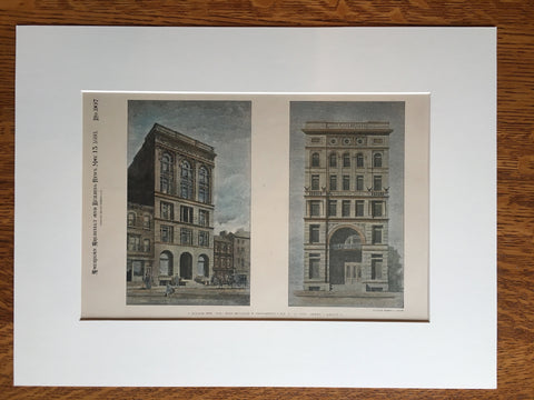 Washington Post Building, Washington DC, 1893, Hand Colored Original *