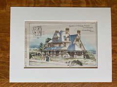 George Jones Residence, Greensburg, PA, 1889, J Dempwolf, Hand Colored Original -