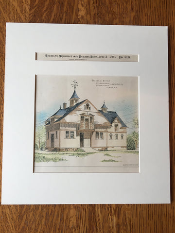 Stable, Elmira, NY, 1893, Dockstader & Considine, Hand Colored Original *