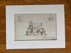 B F Willis House, York, PA, 1889, B F Willis, Architect, Hand Colored Original -