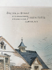 Stable, Elmira, NY, 1893, Dockstader & Considine, Hand Colored Original *