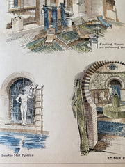 Boston Athletic Club House Turkish Baths, 1889, J Sturgis, Hand Colored Original -