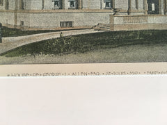 House of George Allen, St Louis, MO, 1893, Eames & Young, Original Hand Colored *