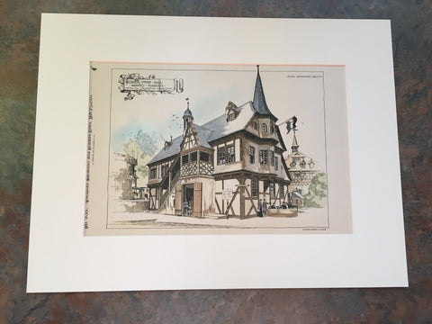 Hessian Town Hall, Columbian Exposition, Chicago, 1893, Original Hand Colored *