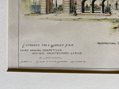 Entrance for a World's Fair, 1890, Claude Fayette Bragdon, Original Hand Colored -