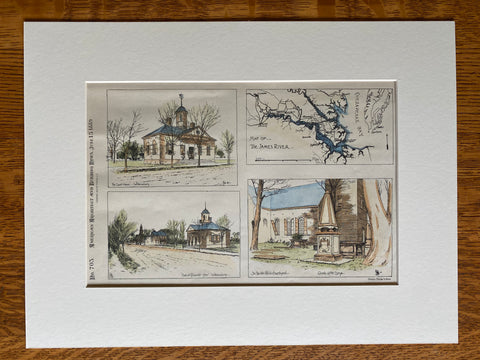 Scenes from Williamsburg, VA, 1889, Original Hand Colored -