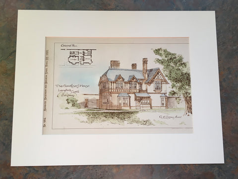 Gardeners Cottage, Longford Castle, Salisbury, 1893, Original Hand Colored *