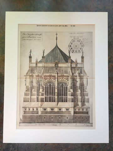 Cathedral Chapter House, Elevation, 1893, John Bigg, Original Hand Colored *