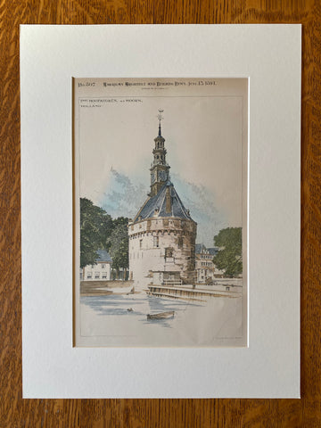 Hoofatoren, Defense Tower, Hoorn, Holland, 1891, Original Hand Colored -
