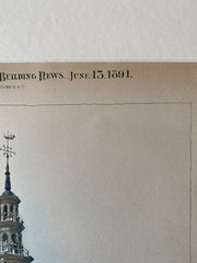 Hoofatoren, Defense Tower, Hoorn, Holland, 1891, Original Hand Colored -