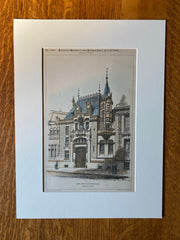 Hotel Sarah Bernhardt, Rue Fortuny, Paris, France, 1891, Original Hand Colored -