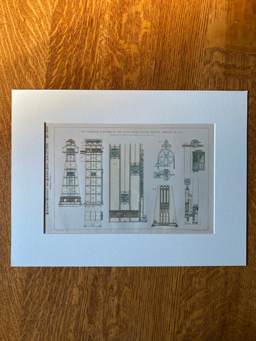Otis Elevators, Hudson Railway, Hoboken, NJ, 1891, Original Hand Colored -