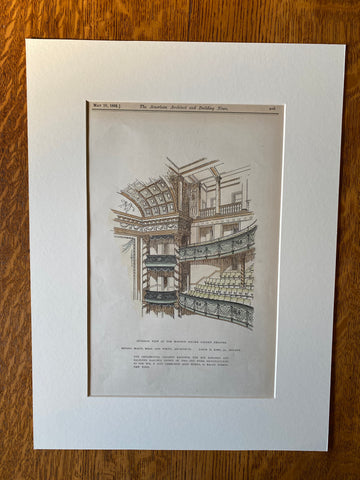 Madison Square Garden Theatre, 1891, McKim Mead White, Original Hand Colored -