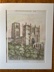 Durham Cathedral, England, 1891, Original Hand Colored -