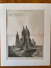 St John the Divine Cathedral, NY, 1891 W Halsey Wood, Original Hand Colored -
