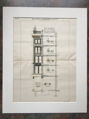 Lauderdale Building, Butler Duncan, Providence, RI, 1894, Original Hand Colored *