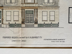 YWCA, Brooklyn, New York, 1891, Stephenson & Greene, Original Hand Colored -
