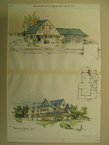 Laudry and Carriage House for Francis W. Kennedy, Esq, and the House for Francis W. Kennedy, Esq, Bradford Hills, PA, 1889, Frank Miles Day