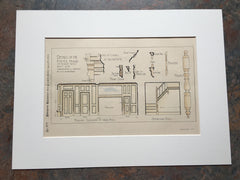 Porter House, Details, Hadley, MA, 1894, Original Hand Colored *