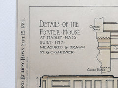 Porter House, Details, Hadley, MA, 1894, Original Hand Colored *