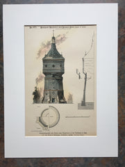 Watertower, Yorkstrasse, Berlin, Germany, 1894, Original Hand Colored *