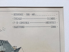 Residence, Chicago, IL, 1894, F R Comstock, Original Hand Colored *