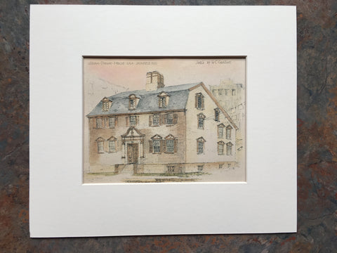 Josiah Dwight House, built 1764, Springfield, MA, 1894, Original Hand Colored -