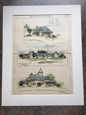 Burlingame Country Club Stable, etc., 1894, Original Hand Colored *