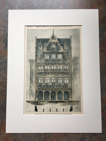 American Institute Exhibition Building, NY, 1894, Hand Colored Original -